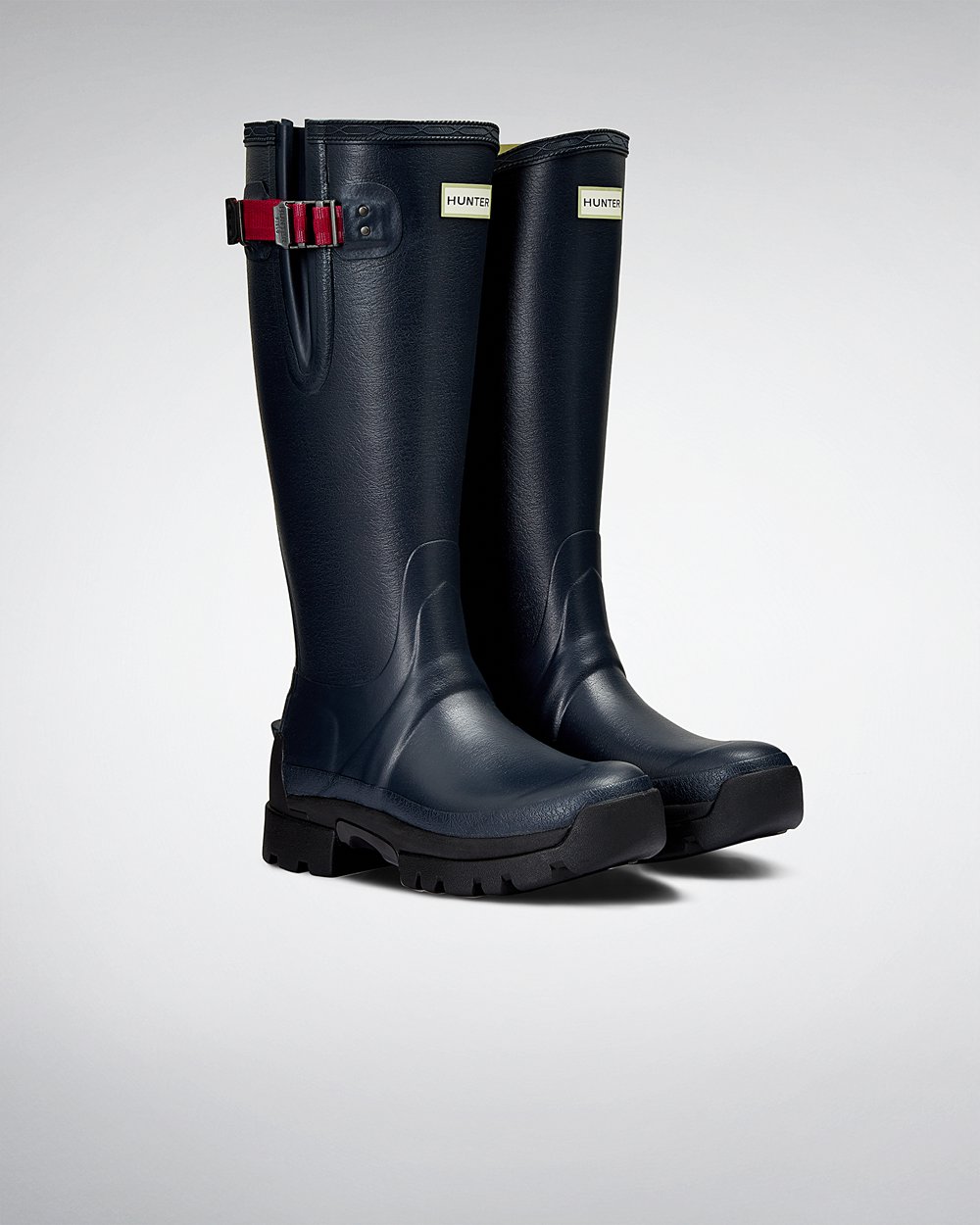 Bottes Hautes de Pluie Hunter Balmoral Side Adjustable 3Mm Neoprene Femme Bleu Marine RLQWZSH-85